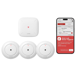 XSense WiFi Water Leak Detector, Smart Water Sensor Alarm, Water Detector Alarm with 1700 ft Transmission Range for Kitchens, Basements, Bathrooms, 3 Water Detectors & 1 Base Station, Model SWS54