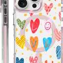 for iPhone 14 Pro Case Clear, [Magnetic Charging Compatible][Military-Grade Protection][Anti-Yellowing] Shockproof Slim Magnetic Phone Case for iPhone 14 Pro, Colorful Hearts