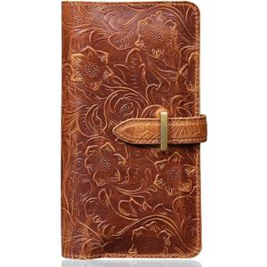 Dual phone Holster, Genuine Leather Shock-proof Wallet,Flip Folio Cover with Card Slot, Universal phone bag/HandbagRFID Blocking Safe and durable for Applicable to mobile phones 6.8 in. (Be common, Brown)