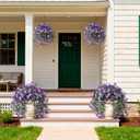 2 x Artificial Flowers for Outdoors Faux Hanging Plants Spring Summer Decoration, 2 Pcs Fake Silk Floral Realistic Outside Flowers UV Resistant No Fade for Planter Pot Porch Patio Window Yard Decor