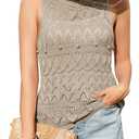 Women's Crochet Tank Tops Summer Knit Sweater Vest Hollow Out Sleeveless Boho Top (S)