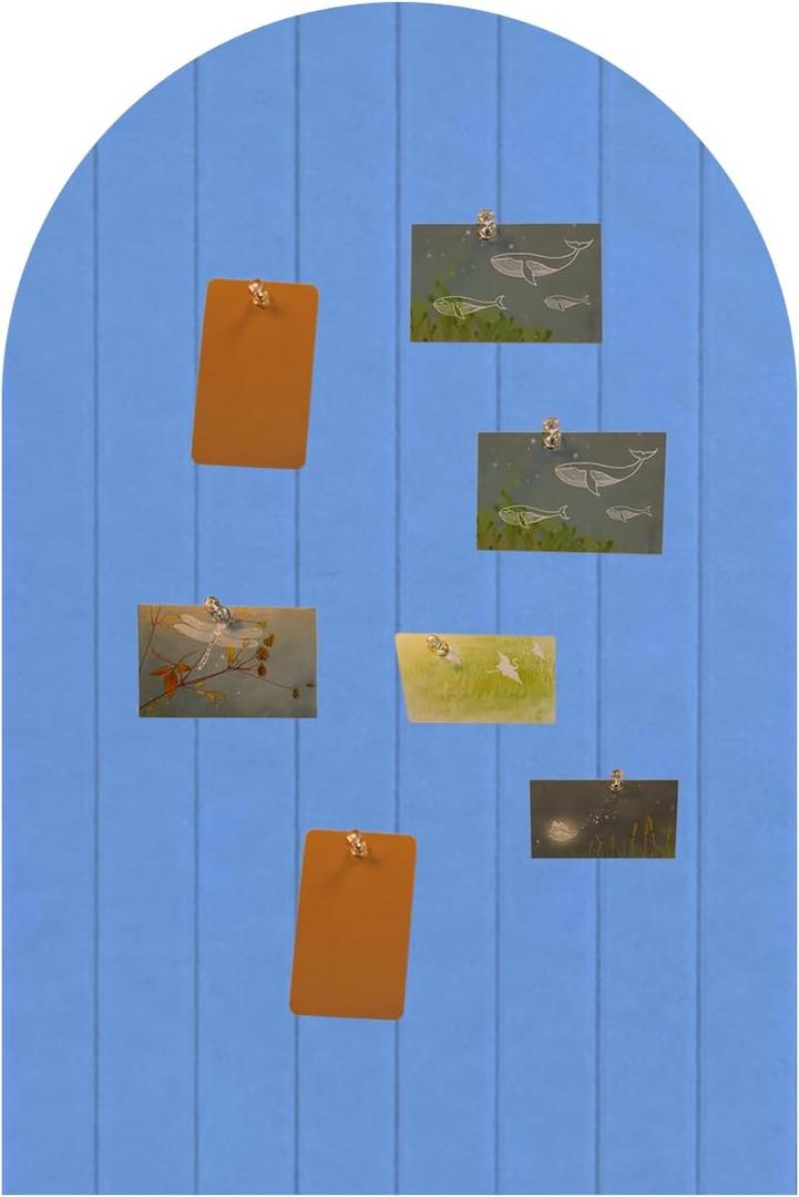 Foldable Bulletin Board, 0.35" Thick Felt Wall Tiles, Large Cork Board with Adhesive Sticker, Round Edges Wall Panels for Office Bedroom Living Room, Decorative Board (Sky Blue, 24x16 inches)