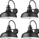 Bestshared Dusk to Dawn Sensor Farmhouse Barn Light, Outdoor Wall Sconce, Outdoor Wall Lantern for Porch, Exterior Light Fixtures Porch Lights (Black+White, 4 Pack)