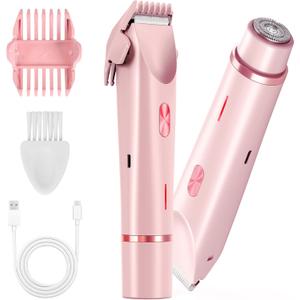 Dermawave Bikini Shaver 2.0, Electric Bikini Trimmer for Women Pubic Hair, 2 in 1 Dual Head Body Hair Electric Razor, Waterproof, Wet/Dry