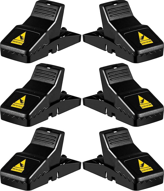 Feeke Rat Trap, Large Mouse Traps, Mouse Traps Indoor for Home, Instant Kill Traps for Mouse Rat Chipmunk, Quick Set Up and Reusable - 6 Pack, Black