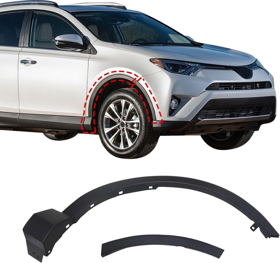 SecosAutoparts 2pcs Front Right Side Wheel Fender Trim Molding Compatible with Toyota Rav4 2016-2018 2.5L l4 Replace# 75601-0R060 52112-0R060 7560142100 TO1291113