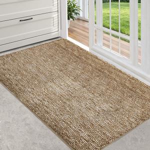 REFETONE Indoor Doormat, Front Door Mat 24"x36" Absorbent Rubber Backing Non Slip Back Door Mats, Washable Low-Profile Inside Floor Mat Door Rugs for Entryway, Resist Dirt Mud Mat for Dogs, Coffee