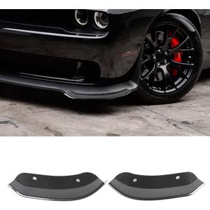for Challenger Front Bumper Lip Splitter Protector Cover Trim for 2015-2023 Dodge Challenger Hellcat Black Carbon Fiber Exterior Accessories 2pcs (Large, Gray)