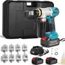 Electric Hydraulic Cable Lug Crimping Tool 6 Ton Hydraulic Electrical Wire Terminal Cable Lugs Crimper Rechargeable Crimping Tool Kits with 8 Dies, 12 AWG to 2/0 AWG