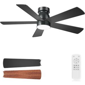 Ceiling Fans with Lights, 48 inch Low Profile Ceiling Fan with Light and Remote Control, Flush Mount, Reversible, 3CCT, Noiseless, Modern Black Ceiling Fan for Bedroom, Indoor/Outdoor Use Ceiling Fans with Lights, 48 inch Low Profile Ceiling Fan with Light and Remote Control, Flush Mount, Reversible, 3CCT, Noiseless, Modern Black Ceiling Fan for Bedroom, Indoor/Outdoor Use