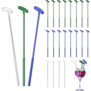 30 Pcs Golf Putter Swizzle Stir Sticks Coffee and Cocktail Stirrers 7.48 Inch Drink Plastic Golf Club Cocktail Swizzle Sticks Party Decorations Favors Reusable for Garnish or Mixers