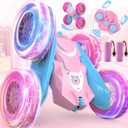 NQD Remote Control Car for Girls, Pink RC Cars Double-Sided 360 Spin with Flashing Wheel Lights 2 Batteries, 2.4 GHz Rechargeable RC Stunt Car Toy for 4 5 6 7 8 9 10 11 +Year Old Girl Birthday Gifts