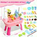 Water Play Table for Toddlers 1-3, Kids Play Sink with Electric Faucet, Outdoor Water Table with Fishing Game, Summer Baby Water Sensory Toy for Toddlers 1-3 Years(Pink)