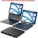 Keyboard Case for iPad 11-inch (A16, 2025) and iPad 10th Gen 10.9-inch with Multi-Touch Trackpad, 360° Rotating Kickstand, Portrait & Raised Modes, Detachable Cover, 7-Color Backlight – Black