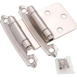DecoBasics Cabinet Hinges Brushed Nickel for Kitchen Cabinets Doors (30 Pair -60 Pcs) -1/2" Overlay (Variable) -Self Closing Kitchen Cabinet Hinges Flush Mount w/Silicon Bumpers & Hardware Screws (60 Pack)