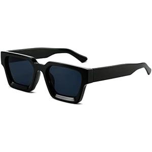 HYCEEDI Thick Square Frame Sunglasses for Women Men Fashion Chunky Rectangle Sun Glasses Black Shades