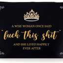Funny Black Gold Cosmetic Makeup Bags, Birthday Christmas Retirement Travel Gifts for Women, Funny Inspirational Unique Zipper Pouch Bag. (068)