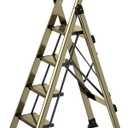 4 Step Ladder, Folding Aluminum Alloy Step Stool with Wide Anti-Slip Pedal for Adults, Champagne Gold 4 Tiers Stool with 330lbs Load Capacity for Home Kitchen Closet Garage Office