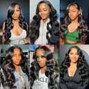 Body Wave Lace Front Human Hair Wigs Transparent Lace Frontal Wigs for Black Women Glueless Wigs (Natural Color 30 Inch)