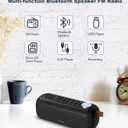 Portable Bluetooth Speaker FM Radio Digital, Support USB/SD Card MP3 Music Player/AUX/REC, Build-in 3000mAh Rechargeable Battery, 10W Powerful Speaker and Earphone Jack for Indoor Outdoor