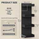 HOOBRO Floating Wall Shelves with LED Lights, Floating Shelf Wall Mounted for Storage, Vertical Display Stand, Modern Column Rack, for Bedroom, Livingroom, 4-Tier, 35.8 Inches, Black, BK41DBJ01