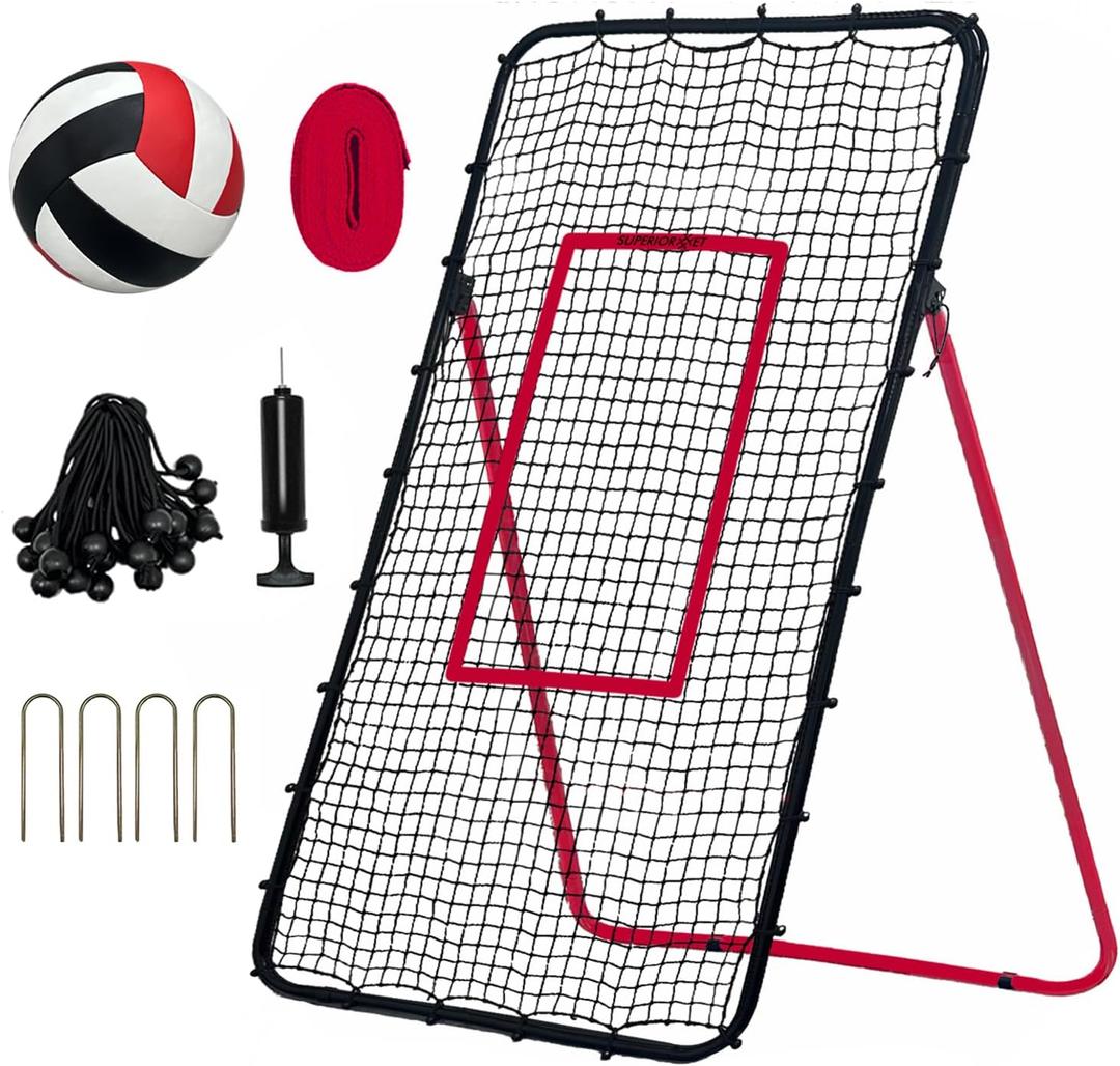 4x7FT Volleyball Rebounder Net with 5 Adjustable Angles, Bounce Back Trainer for Passing, Serving & Hitting Practice, Ideal Volleyball Training Equipment for Backyard