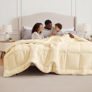Bedsure Comforter Duvet Insert - Quilted Comforters Oversized King, All Season Duvet, GentleSoft Down Alternative Bedding, with 8 Tabs, Gifts for Women/Men, Cream, Oversized King 116 x 98 Inches
