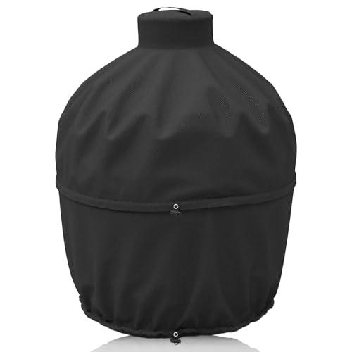 Grill Cover for Kamado Joe Big Joe 24 Inch Ceramic Charcoal Grill, Outdoor Waterproof Heavy Duty Adjustable Black Grill Cover for Extra Large Big Green Egg and Other Round Smokers, 37.8" Dia x 55.1" H