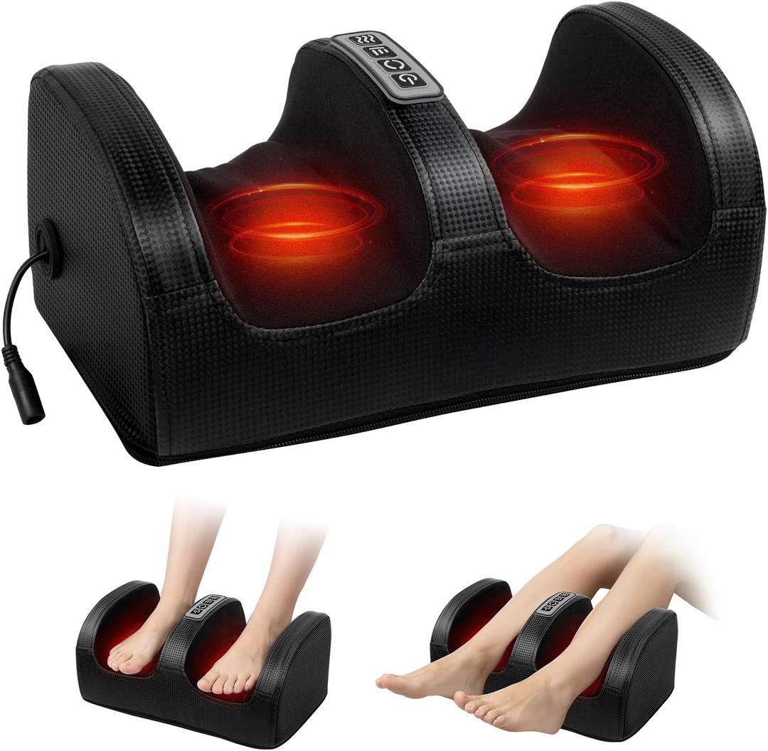 Foot Massager Machine with Heat, Foot and Calf Massager with Massage Roller, Deep Tissue Massager for Plantar Fasciitis, Pain Relief, Promotes Blood Circulation, Gifts for Women & Men