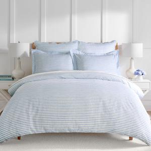 Levtex Home Martha Stripe Blue Reversible King/Cal King Comforter Set (106x94in) with 2 Pillowcases (36x20in) - Stripe Bedding - Blue, White - Cotton King Size Comforter Set - Lofty, Soft