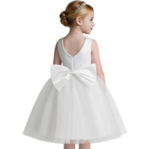 Nileafes Flower Girl Princess Dresses Birthday Party Ball Gown, White 4T