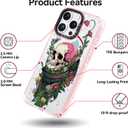 Bouvardia for iPhone 16 Pro Max Case, Cute Girly Design for Women, Shockproof & Aesthetic, Halloween Theme - Skull & Flowers