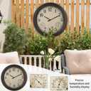 18 Inch Wall Clock, Retro Outdoor Clock Non-Ticking Waterproof Indoor Outdoor Clock with Thermometer, Bronze