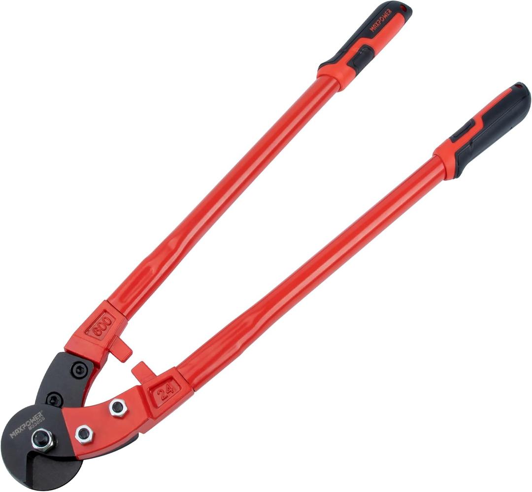 MAXPOWER Wire Cutters, 24-Inch Heavy Duty Wire Rope Cutter, Heavy Duty Industrial Strength Cable Cutter for Hard Wire Ropes, Stainless Steel Wires