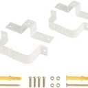 2PCS Gutter Downspout Strap 2" X 3" Aluminum Alloy Gutter Straps with Brackets 2 X 3, White, Set of 2