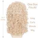 Miss U Hair 60s Long Curly Blonde Beehive Wig for Women 80s Vintage Costume Wig with Bangs for Halloween Party(11.46 x 7.64 x 1.38 in)