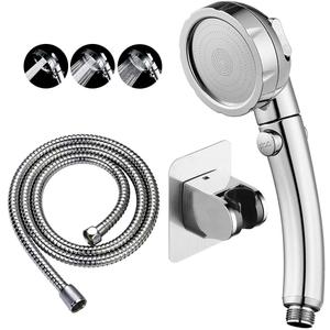 Drill-Free High Pressure Handheld Shower Head with ON/OFF Pause Switch 3 Spray Modes Water Saving Showerhead, Detachable Puppy Shower Accessories (M:Shower Head (Chrome)+Bracket+Hose)