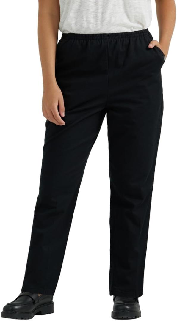 Chic Classic Collection Women's Cotton Pull-on Pant with Elastic Waist (12, Black Twill)