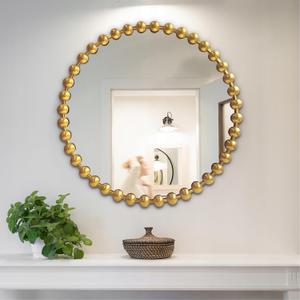 WAMIRRO 24"x24" Large Decorative Gold Mirror Luxury Living Room Round Ornate Mirorrs for Entryway Firplace Mantel Hallway