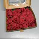 InnoGear Artificial Flowers, 25 Pcs Dark Red Foam Fake Roses Bulk with Stems for Decoration DIY Wedding Bouquets Centerpieces Bridal Shower Party Christmas Tree