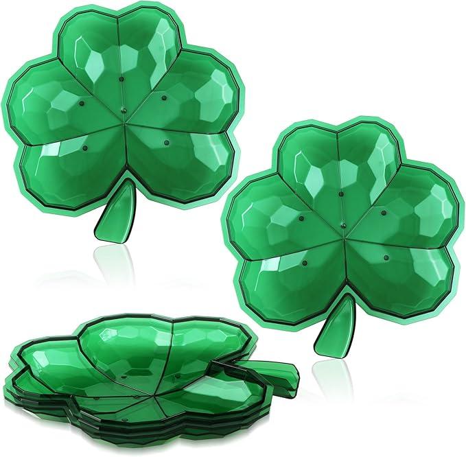 Green St. Patrick's Day Plastic Shamrock Small Bowl - 8.5" x 8.5" (4 Count) - Perfect for Irish Themed Parties & Festive Celebrations