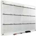 Real Glass Dry Erase Yearly Calendar, Giant Size 34" x 46", Tempered Glass Surface, Frameless Wall Mount, With 4 Assorted Color Markers and Eraser, by Better Office Products (Bright White)