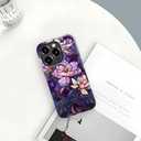 Case for iPhone 15 Pro,Fits Glossy Case Design for Girl Women,Stained Glass Flower Floral Purple