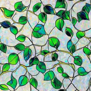 SOMWISE Rainbow Stained Glass Window Privacy Film,Heat Blocking Save Energy | Static Cling & Removable, UV & Sun Blocking Anti-Glare, Renter Friendly for Front Door&Bathroom,Easy to install,17.5x 78.5