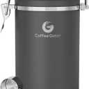 Coffee Gator Coffee Canister, 22oz Airtight Stainless Steel Kitchen Food Storage Container with Date-Tracker, CO2-Release Valve and Scoop for Beans, Grounds, Sugar, Cookies Jars, Tea, Cereal - Gray