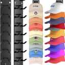2 Pack Hat Organizer for Baseball Caps, Strong Adhesive Hat Rack for Wall, Multilayer Hat Storage Display Holder, Wall Mounted Hat Hooks Hold up to 18 Hats for Closet Door and Bedroom (Black)