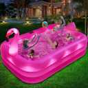Inflatable Pool with Lights, Solar Flamingo Swimming Pool for Kids,Adults Inflatable Blow up Pool, Large Kiddie Pool,Durable Thickened Kids Pool for Backyard,Outdoor,100"X63"X20"-Bright Pink