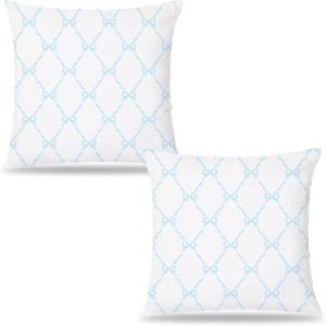 Blue Coquette Bow Pillow Covers 18x18, Coquette Room Decor,Girly Bedroom Decor, Bow Room DecorCoquette Stuff, Set of 2