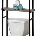 Zenna Home Over The Toilet Storage, Bathroom Storage Organizer with 3 Shelves, Bathroom Space Saver That Fits Above Toilet, Driftwood and Matte Black Frame