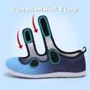 Besroad Womens Mens Lightweight Walking Shoes Adjustable Wide Diabetic Slippers Non-slip Sneakers Sandals (Blue, M)